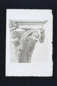 Parte degli steli, caulicoli, volute ed abaco del capitello corintio dell'Arco della Pace