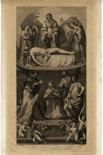 G. Cristo morto compianto da Maria V. e dagli angeli e sotto li santi protettori di Bologna