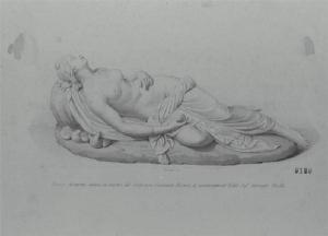 Venere dorminente, statua in marmo del professore Cincinnato Baruzzi, di commissione del Nobile Sig.r Ambrogio Uboldo.