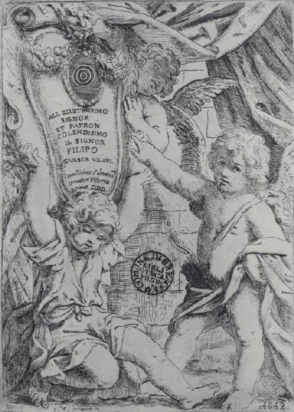 Amorini recanti lo stemma di Filippo Guasta Villani