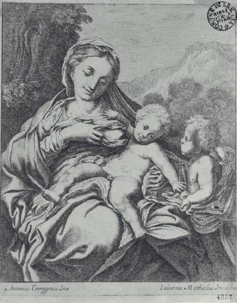 Madonna allattante Gesù Bambino e un angelo fanciullo