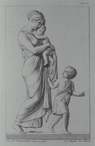 Figura femminile con due bambini