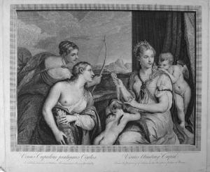 Venus Cupidini praeligans Oculos.
