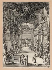 Interno della chiesa di S. Lorenzo a Firenze per i funerali di Francesco de' Medici