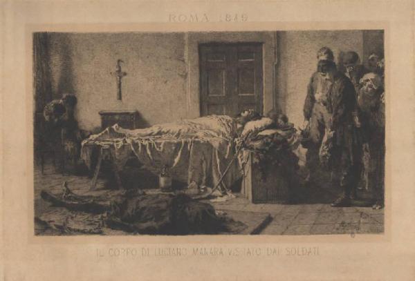 Il corpo di Luciano Manara visitato dai soldati