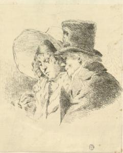 Uomo con cilindro e donna con cappellino