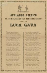Applauso poetico al nobilissimo ed illustrissimo signor Luca Gava