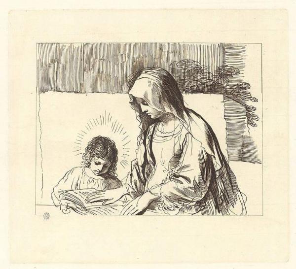 La Vergine insegna a leggere a Gesù Bambino
