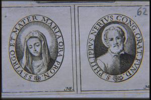 Effige di Filippo Neri e quella della Vergine Maria