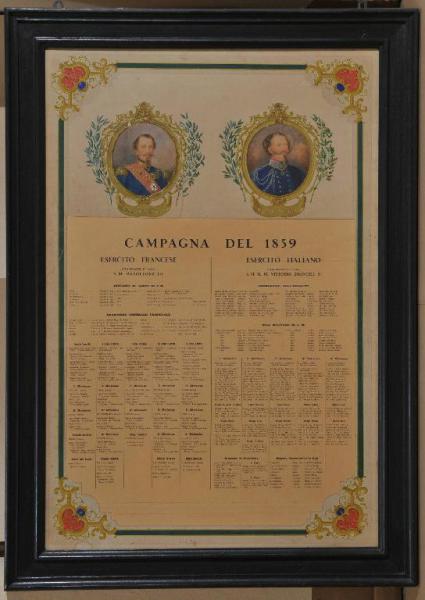 Campagna del 1859. Esercito Francese Comandante in capo S.M. Napoleone III. Esercito Italiano Comandante in capo S.M. il Re Vittorio Emanuele II