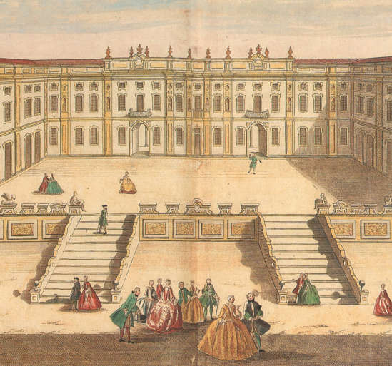 Marc'Antonio Dal Re, Veduta del Castellazzo, incisione da Ville di delizia o siano palagi camparecci nello Stato di Milano, Milano 1743.